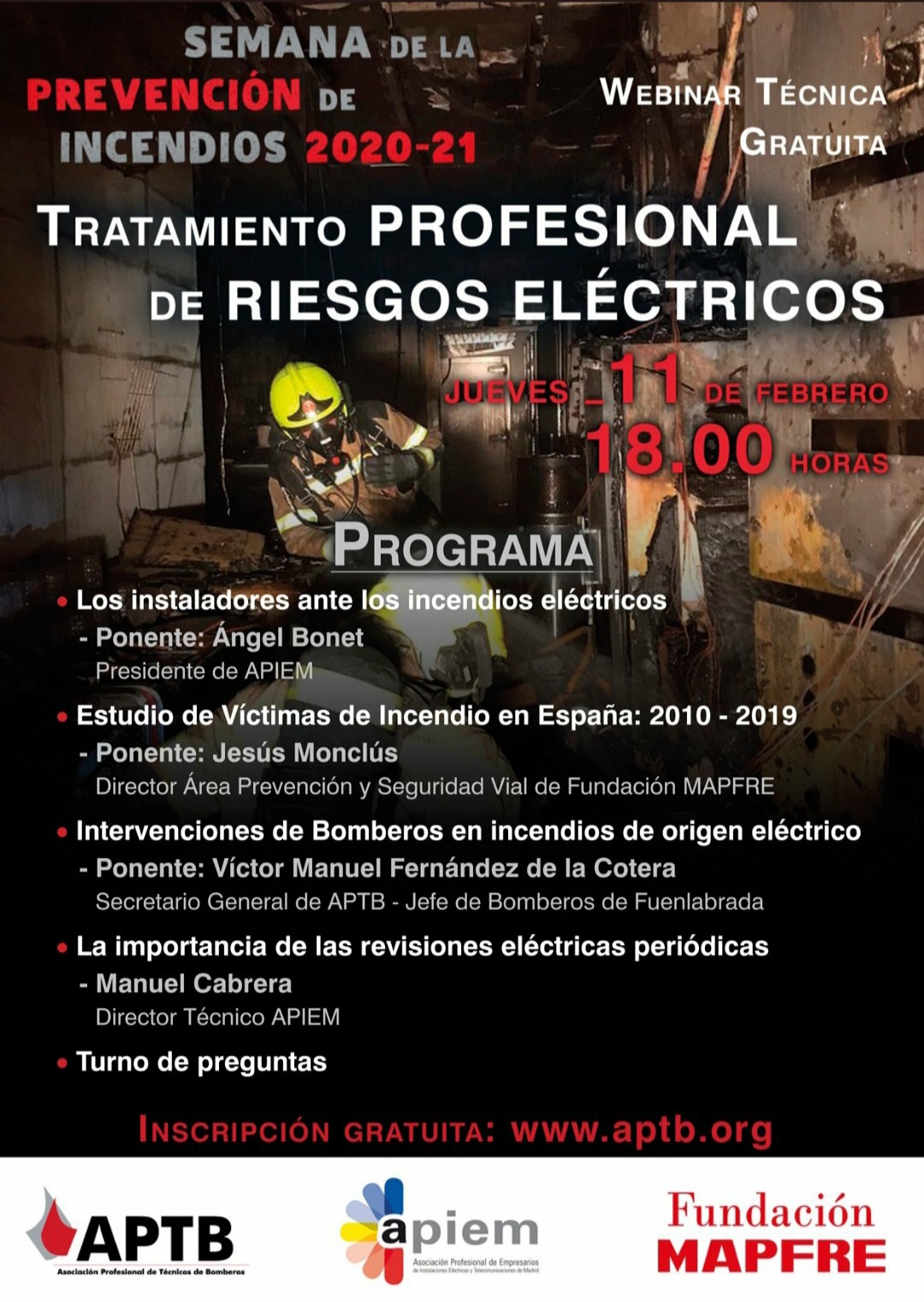 Webinar técnica "Tratamiento profesional de riesgos #eléctricos", este jueves, día 11, a las 18.00 horas, dentro de la #SPI20-21