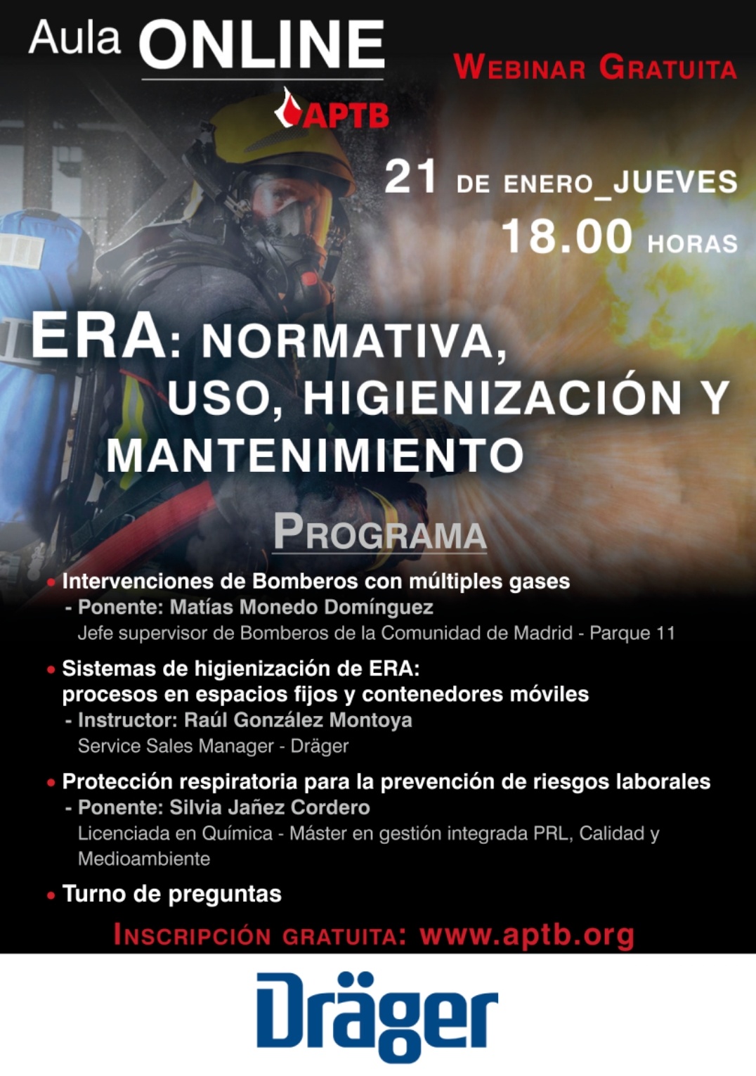 Webinar técnica gratuita para Servicios de #Emergencias sobre ERA, organizada con Dräger @DraegerNews