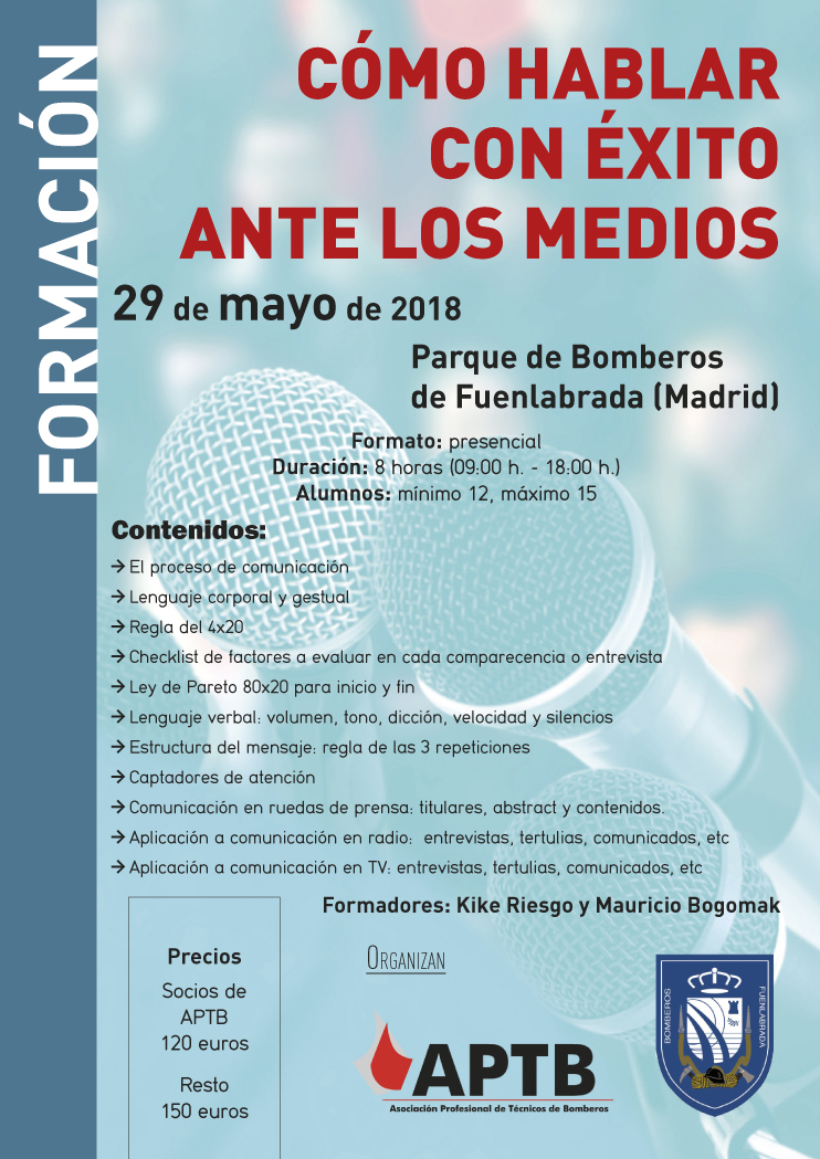 Curso para hablar ante los Medios de Comunicación, el día 29 de mayo en el Parque de Fuenlabrada