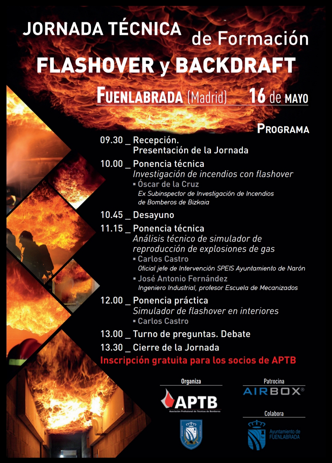 Jornada Técnica de #Formación de #APTB en Flashover y Backdraft: 16 de mayo en #Fuenlabrada