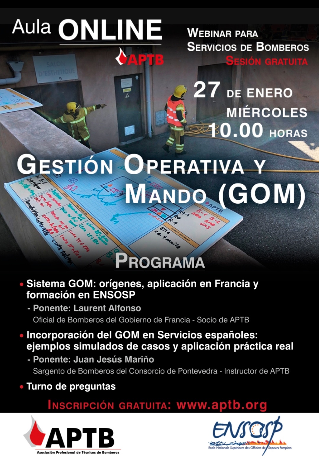 Webinar técnica para Servicios de #Bomberos: Gestión Operativa y Mando #GOM, el día 27 a las 10.00 horas