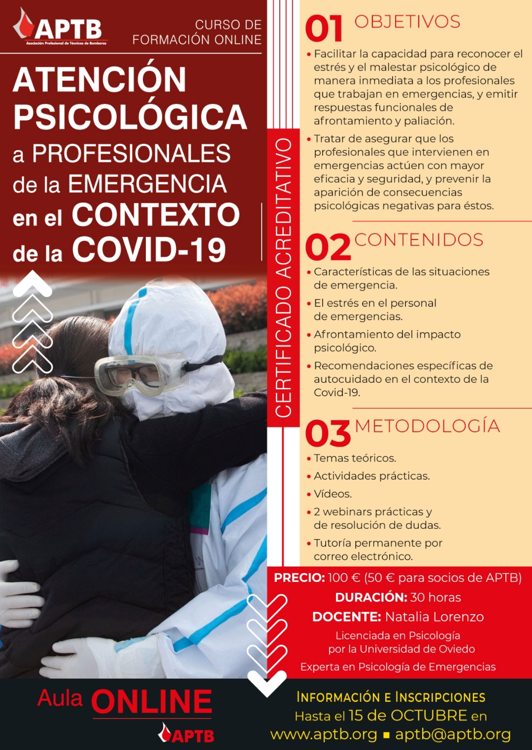 Atención Psicológica a Profesionales de la Emergencia en el contexto de la COVID-19, nuevo curso del #AulaONLINE de #APTBVID-19