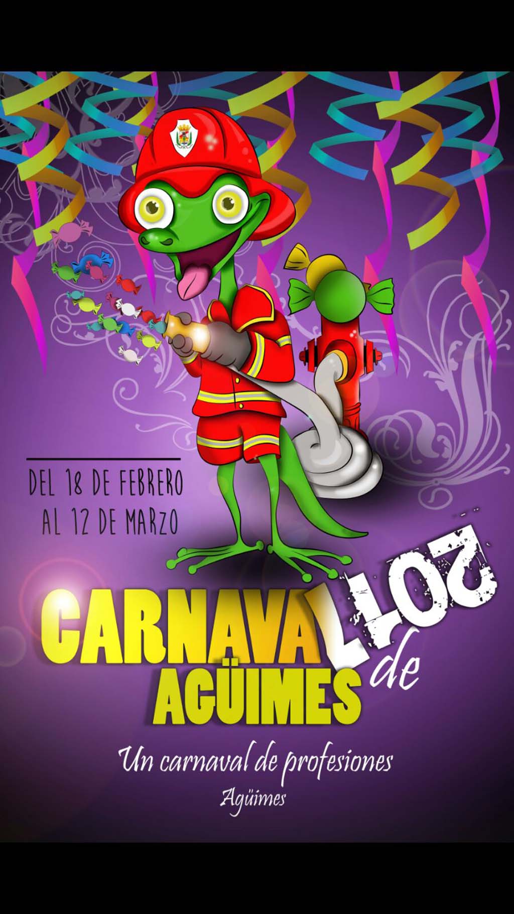 El lagarto #Bombero, símbolo del #Carnaval de la villa canaria de @VilladeAguimes