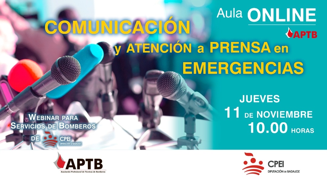 APTB retoma sus webinar técnicas gratuitas: el 11 de noviembre, Comunicación en #Emergencias