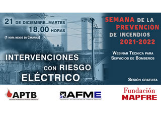 Webinar técnica gratuita: Intervenciones con riesgo eléctrico, el 21 de diciembre con @aptbbomberos y @fmapfre