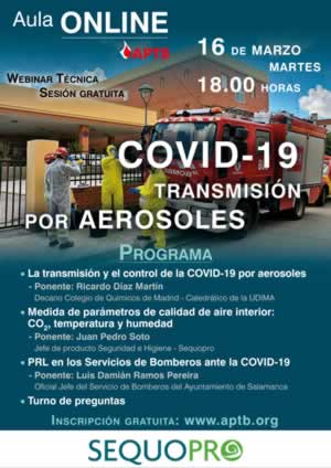 Webinar técnica gratuita "#COVID-19: transmisión por aerosoles", organizada con @SequoproSL, el próximo martes 16