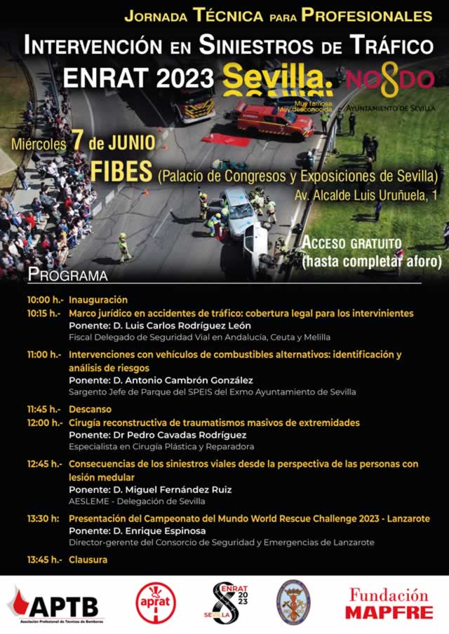 Jornada Técnica sobre Intervenciones en Siniestros de Tráfico, el día 7 de junio en Sevilla