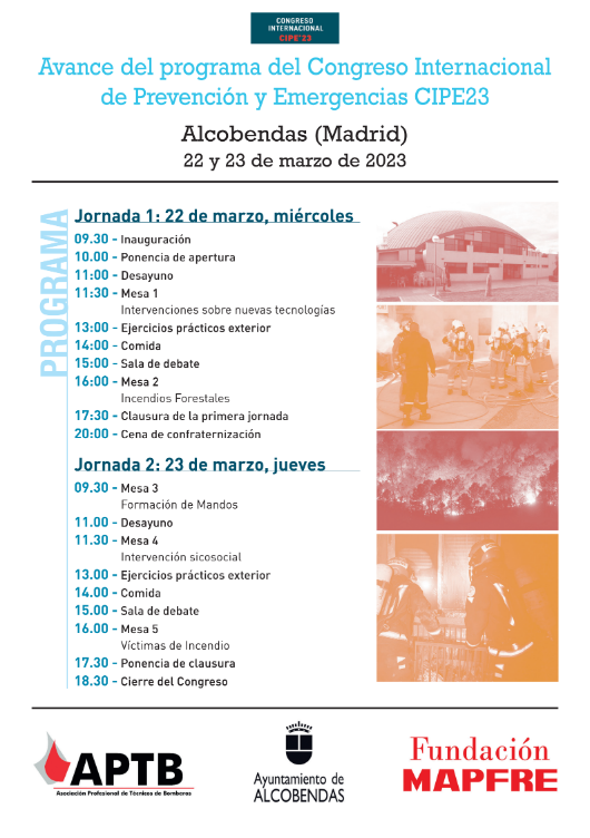 Abierta la inscripción para el #Congreso Internacional de #Prevención y #Emergencias #CIPE23, los días 22 y 23 de marzo en Alcobendas (Madrid)