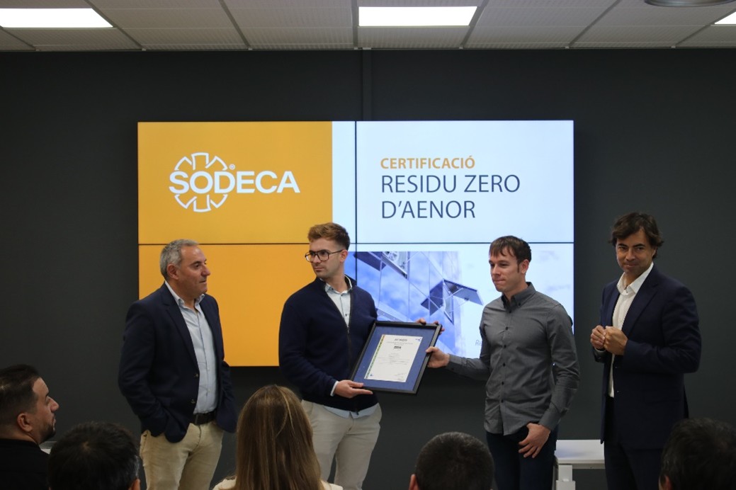 SODECA recibe el Certificado Residuo Cero de AENOR, un reconocimiento pionero en el sector de la ventilación industrial en España