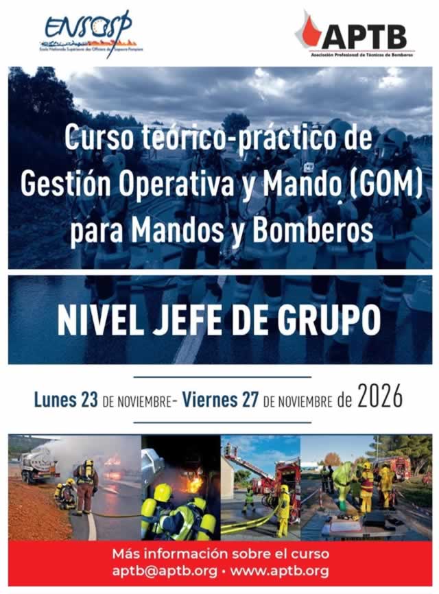 Nueva edición del curso de GOM en ENSOSP, para mandos y bomberos, del 23 al 27 de noviembre de 2026 en Marsella.